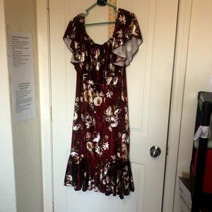 Lularoe CICI 3Xl(26-28) Floral Burgundy